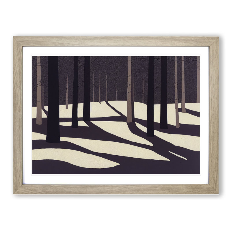 XH1022-10179X Winter Forest At Dusk - Single Picture Frame Painting, 25cm H x 34cm W x 2cm D, Oak