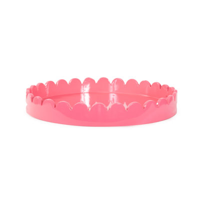 Effa Hand-Crafted Round Scalloped Wood Tray