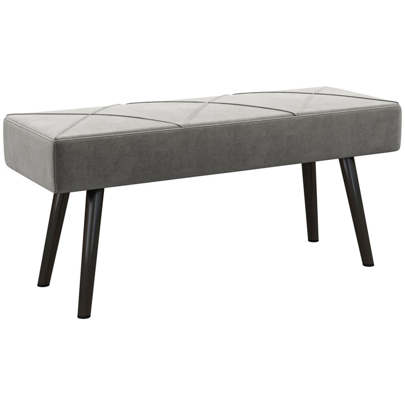 Melenie Polyester Upholstered Bench, Grey