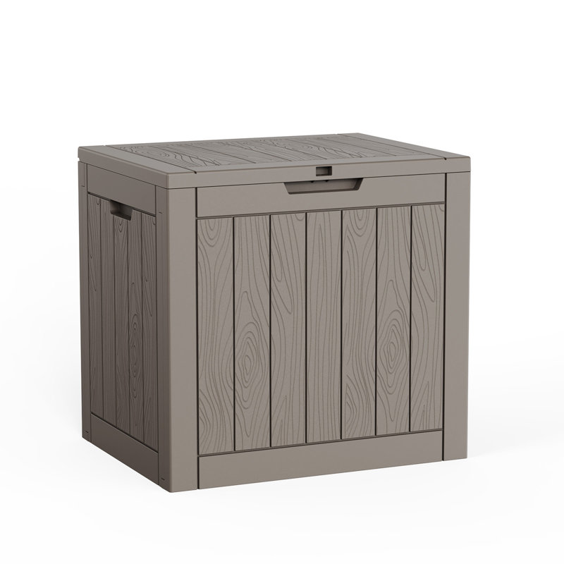 30 Gallons Black Water Resistant Resin Lockable Deck Box, Gray