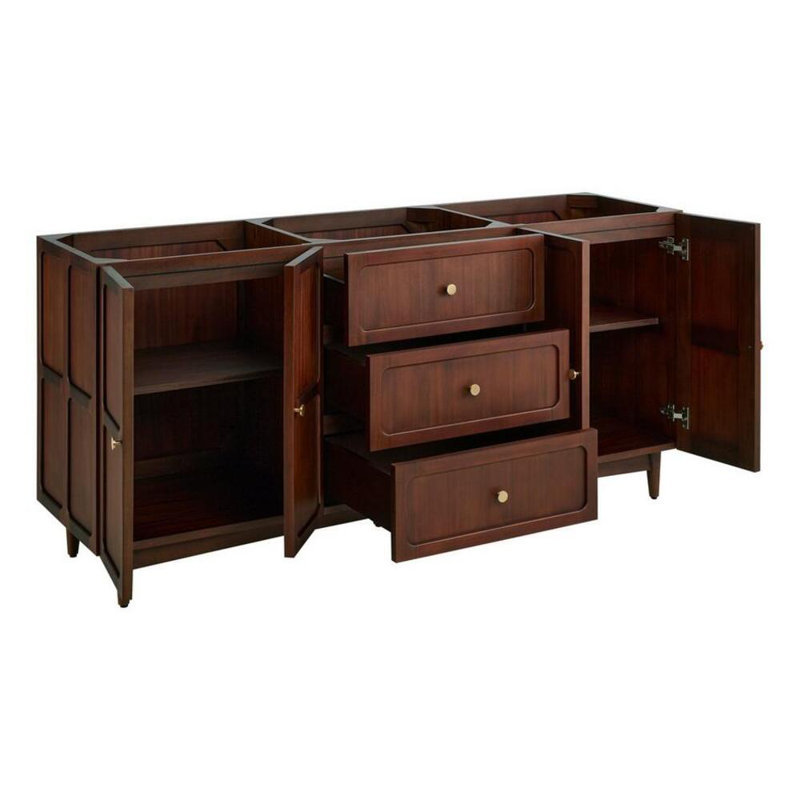 72" Cold Brew Mahogany Double Basin Vanity with Brass Hardware