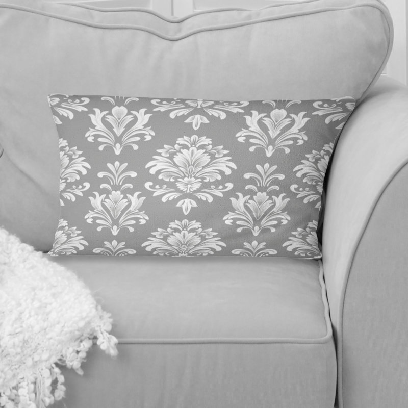 Coussin lombaire gris damassé Glamour Charm II