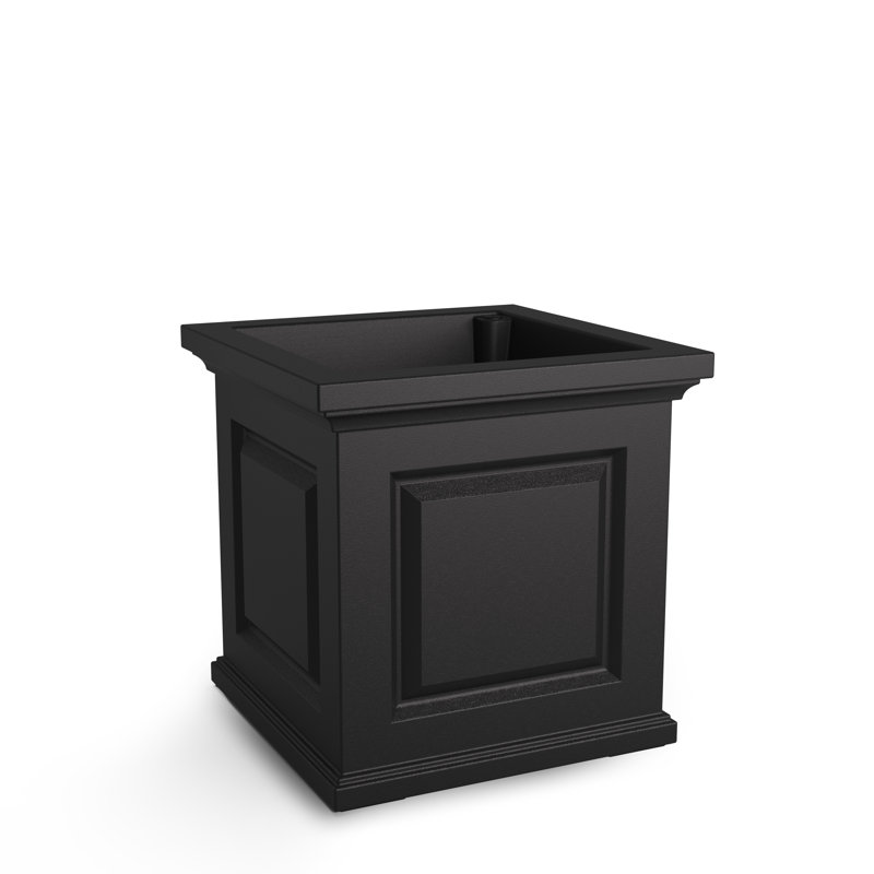 Bac à fleurs carré en résine avec réservoir d'eau Nantucket, Noir, H 20 po x l 20 po x P 20 po, 1