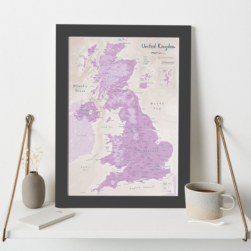 UK As Art Map - Thistle - Print, Black Framed, 45cm H x 32.7cm W x 5cm D