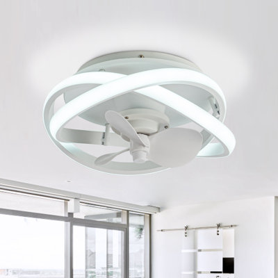 Ventilateur de plafond encastré à 3 pales avec lumières DEL et télécommande Vaczon