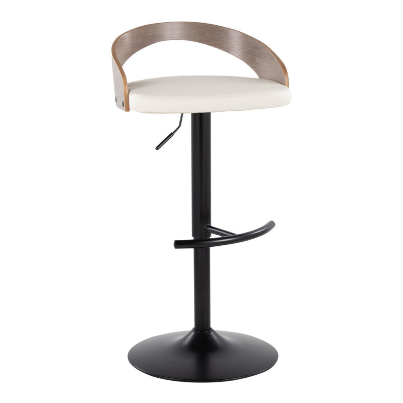 Adjustable Barstool, Light Gray/Beige, Black