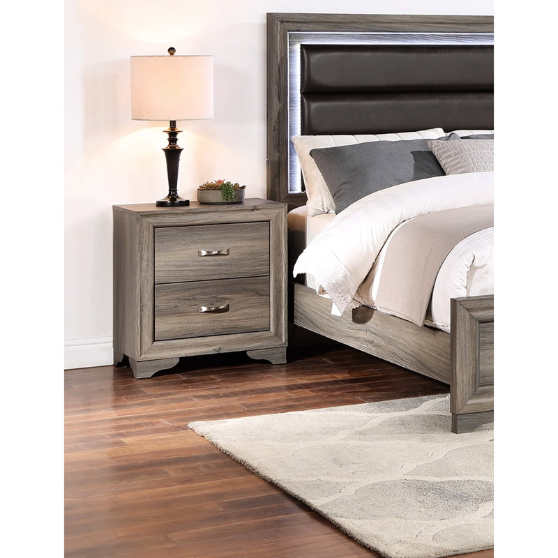 Rangement pour chambre à coucher moderne - 2, table de chevet en bois, finition naturelle