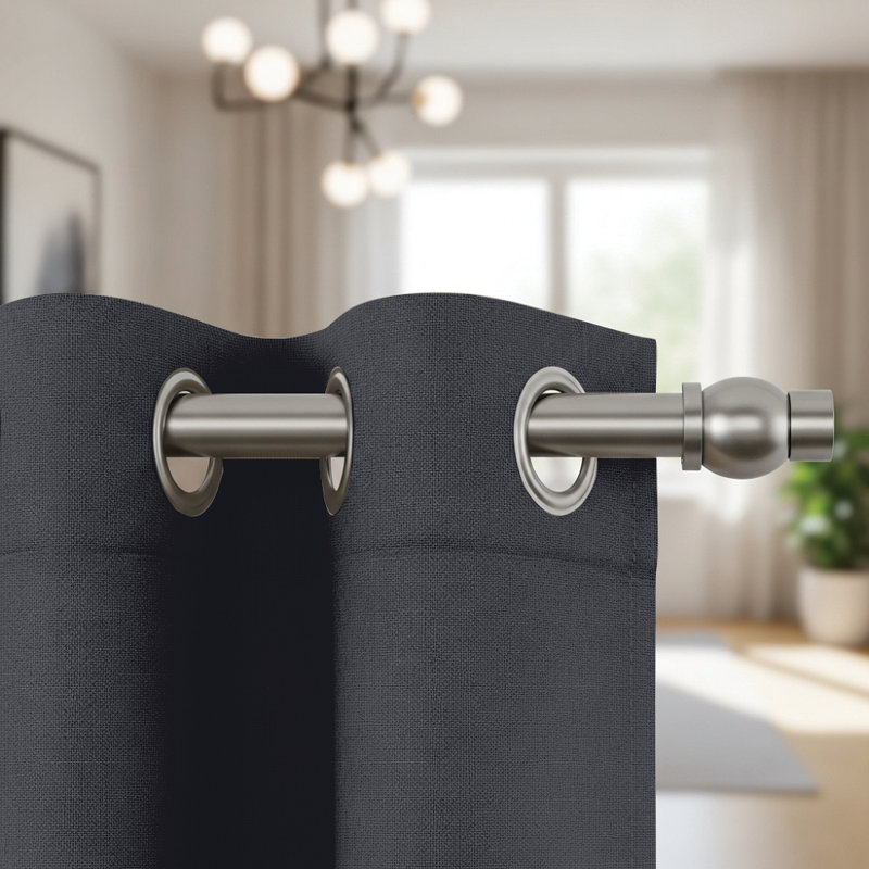 Jeffro Pair of Eyelet Blackout Curtain Panels, 167.64cm Width x 228.6cm Drop, Grey