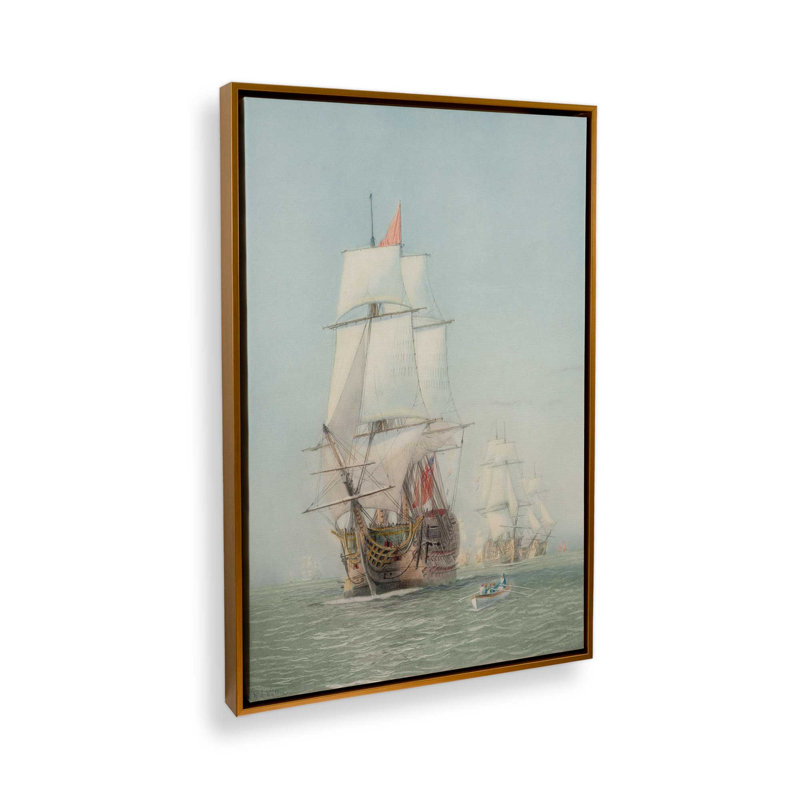 Art rétro de bateau, reproduction d'art murale rétro, H 32 po x l 24 po, Doré