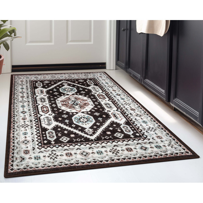 Tapis noir antidérapant Dery, Rectangle 3 pi 3 po x 4 pi 7 po
