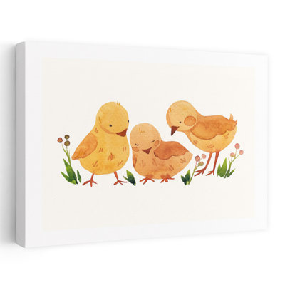 Cute Baby Chicks Playful Abstract Contemporary Bird Nature Spring Wall Art Print
