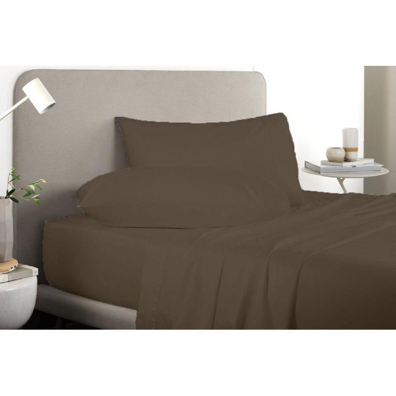 Ensemble de draps en micro-fibre, Brun, Ensemble de draps pour lit double + un drap-housse