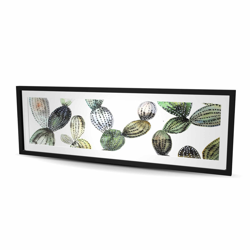 Pattern Opuntia Cactus - Cactus Green Framed Matted Print