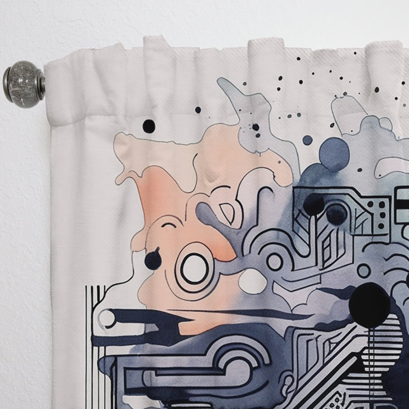 Dodgson - Blue And Orange Vibrant Paradoxes II - Modern Curtain - Velvet Room Darkening - 1 panel, 52" W x 95" L