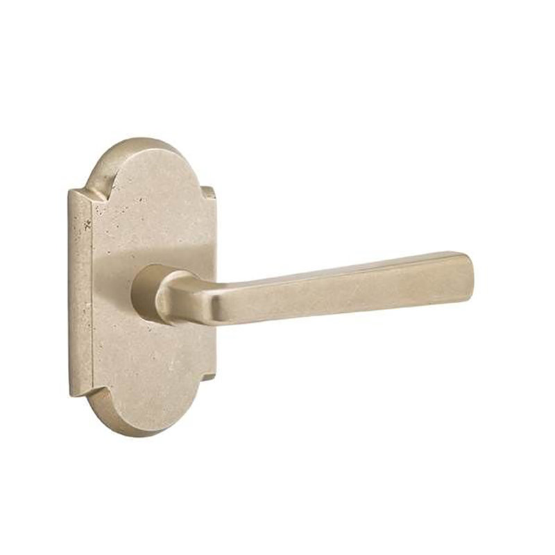 Cimarron Flat Passage (Hall & Closet) Door Lever with Arch Rosette, Tumbled White Bronze, Right