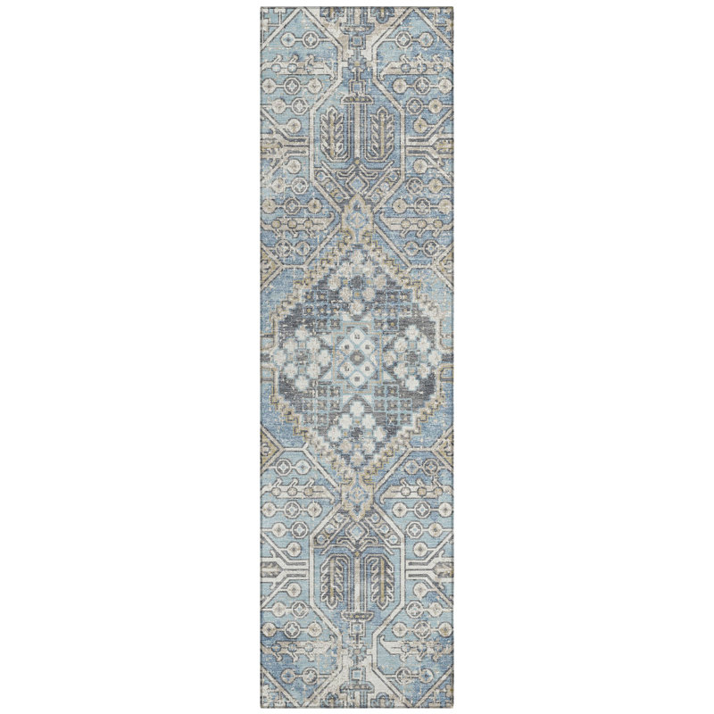 Machine Washable Indoor/Outdoor Huseby ACN2197 Global Rug, Runner 2'3" x 7'6"