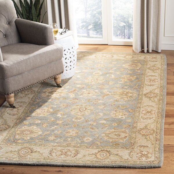 Charlton Home® Dunbar Handmade Wool Blue/Beige Rug & Reviews | Wayfair