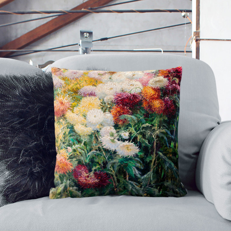 Chrysanthemums Scatter Cushion, Black, 40cm H x 40cm W x 15cm D
