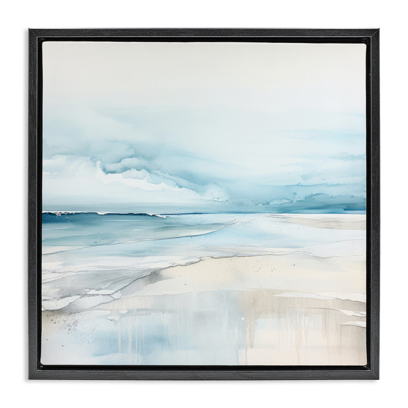 Abstrait moderne sur toile flottante encadrée par Irena Orlov, Cadre flottant noir de jais, H 18 po x l 18 po