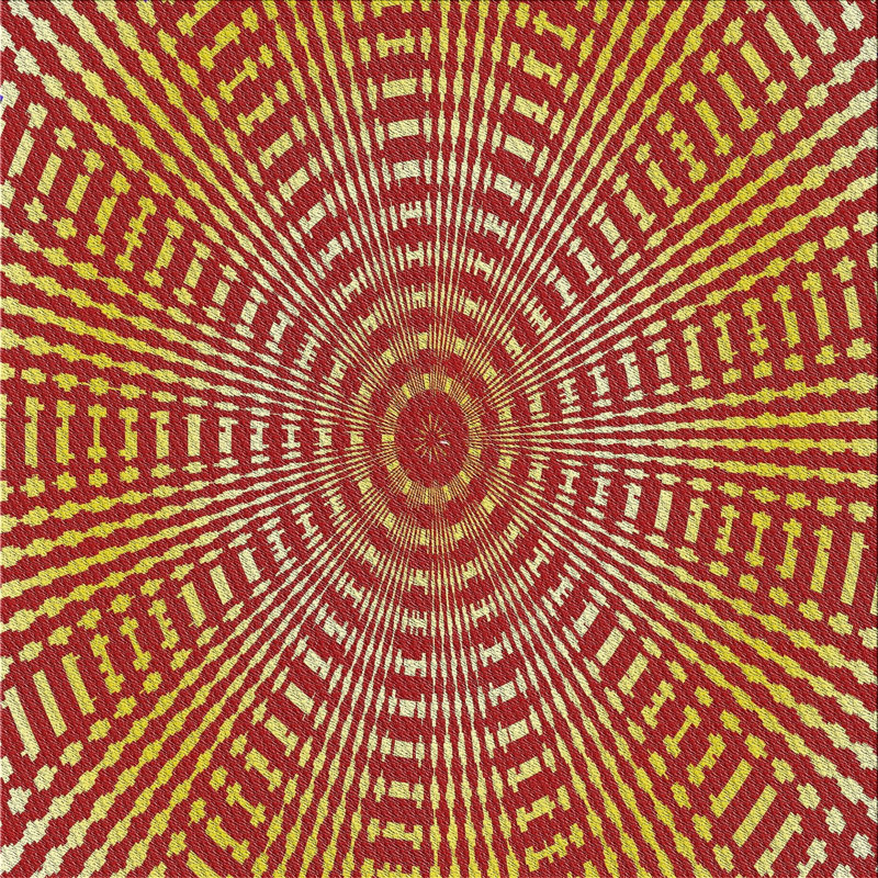 Tapis brun/jaune tissé à la machine, Carré 6 pi