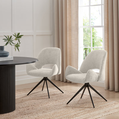 Lyla Luxury Fabric Upholstered Swivel Dining And Office Chair With Metal Legs