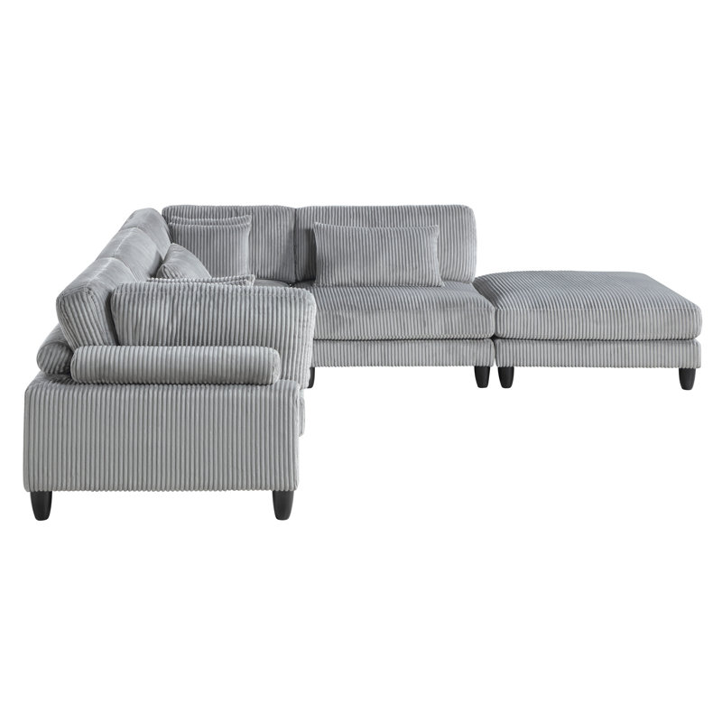 5Pc Modular Sectional In Gray Corduroy Upholstery - 2 Armless Chairs, Corner Seats, 1 40" X 20" Contemporary 5 2X 1X 36" Product Height