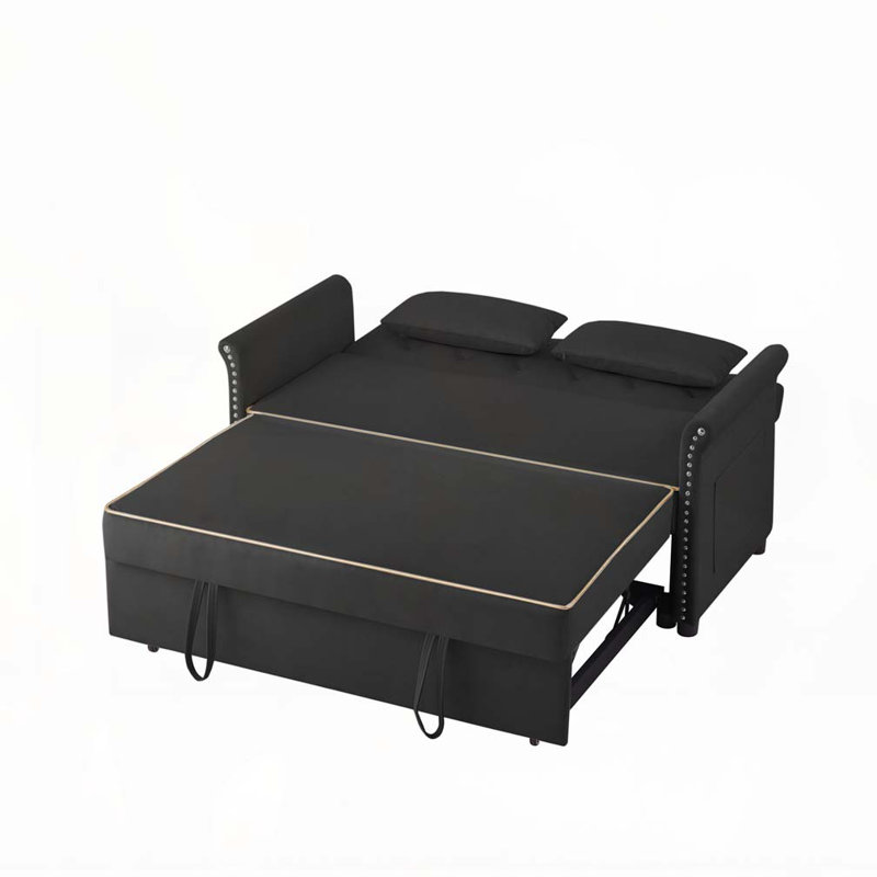 Canapé-lit convertible en velours, Noir