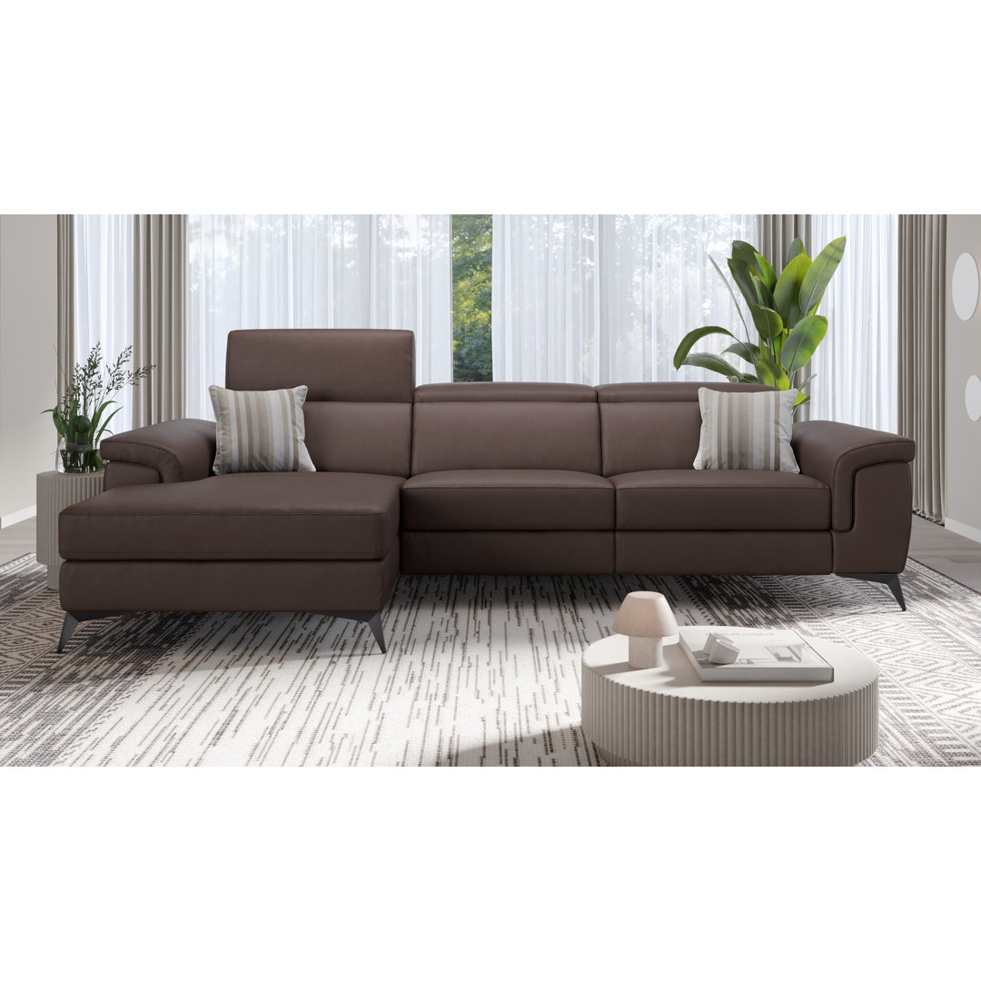 Perspections Leder Ecksofa Cobyn Schwarz Rechts mit Funktionen