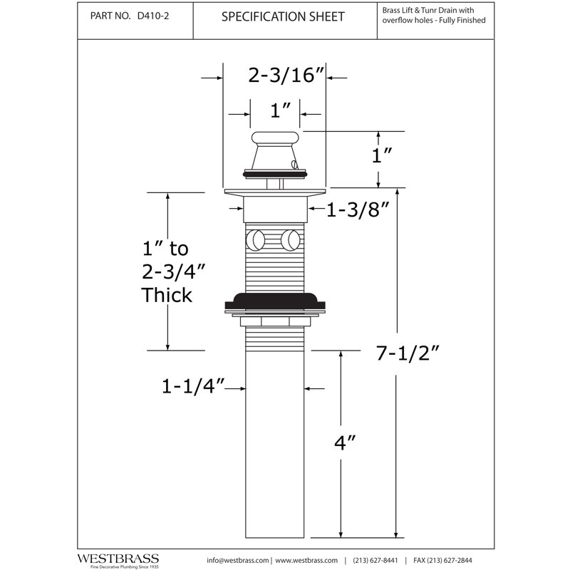Drain de lavabo de salle de bain avec trop-plein 1,5 "Lift and Turn, Blanc thermolaqué