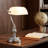 Kandace Antique Vintage  Chrome  Sleek White Glass Shade Bankers Table Lamp With Pull Switch For Living Room-129105555-122625798