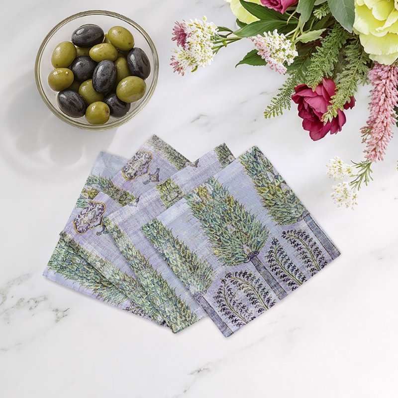 Topkapi Garden Cotton Sateen Cocktail Napkins, Blue