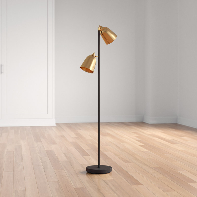 Geniece 57.5'' Task Floor Lamp, Black/Antique Brass