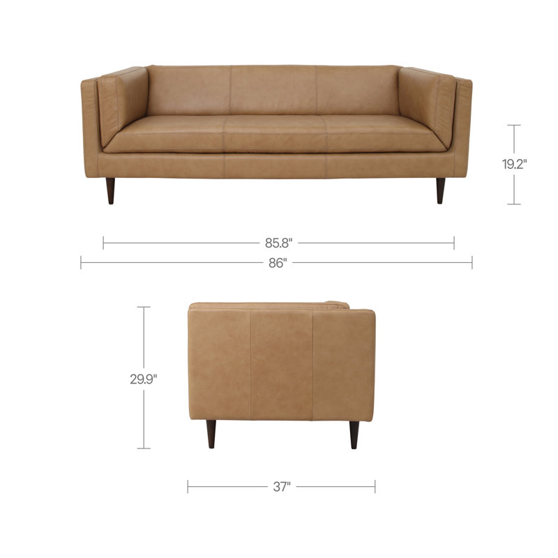Woods Sofa Brown Leather, Tan