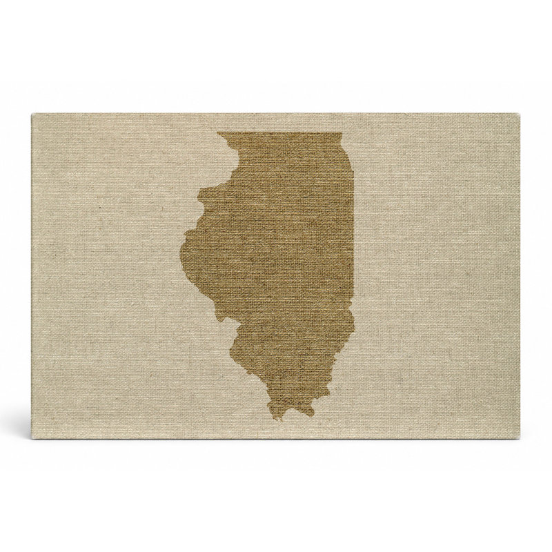 Illinois State Silhouette - Paysage, art mural sur toile, 20" W x 16" H