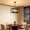 Lustre industriel moderne avec hauteur réglable, luminaire suspendu en métal noir à 6 lumières pour plafonnier de salle à manger, de cuisine, de ferme et de salon