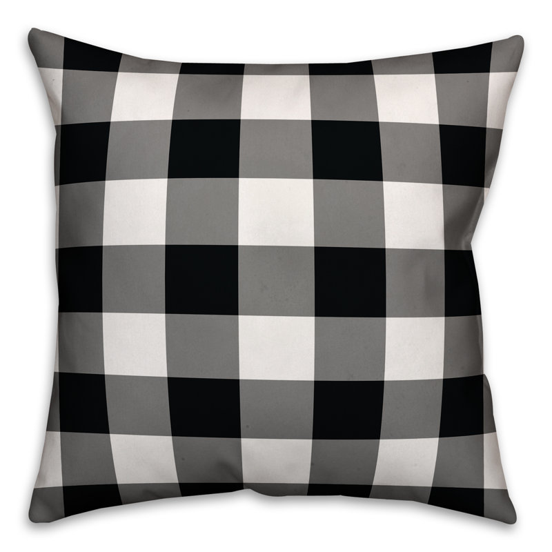  Coussin décoratif 18 po Buffalo Gingham, Noir