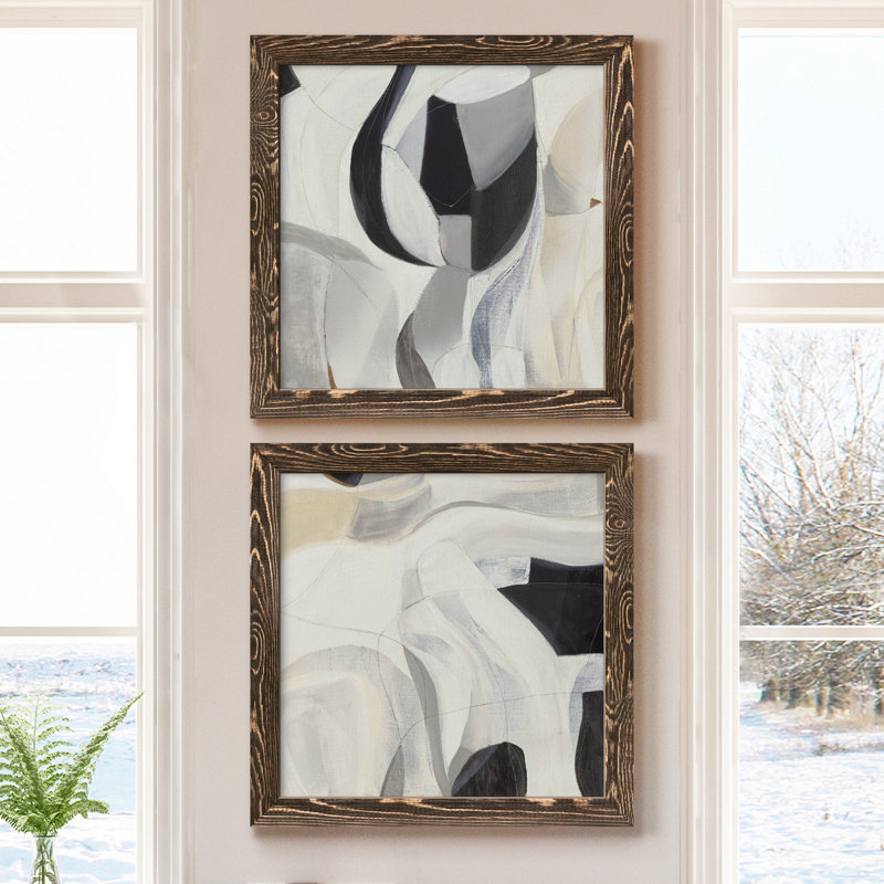 La recherche I - ensemble de 2 reproductions d'art sur toile, H 20 po x l 40 po x P 1,5 po, Cadre noyer