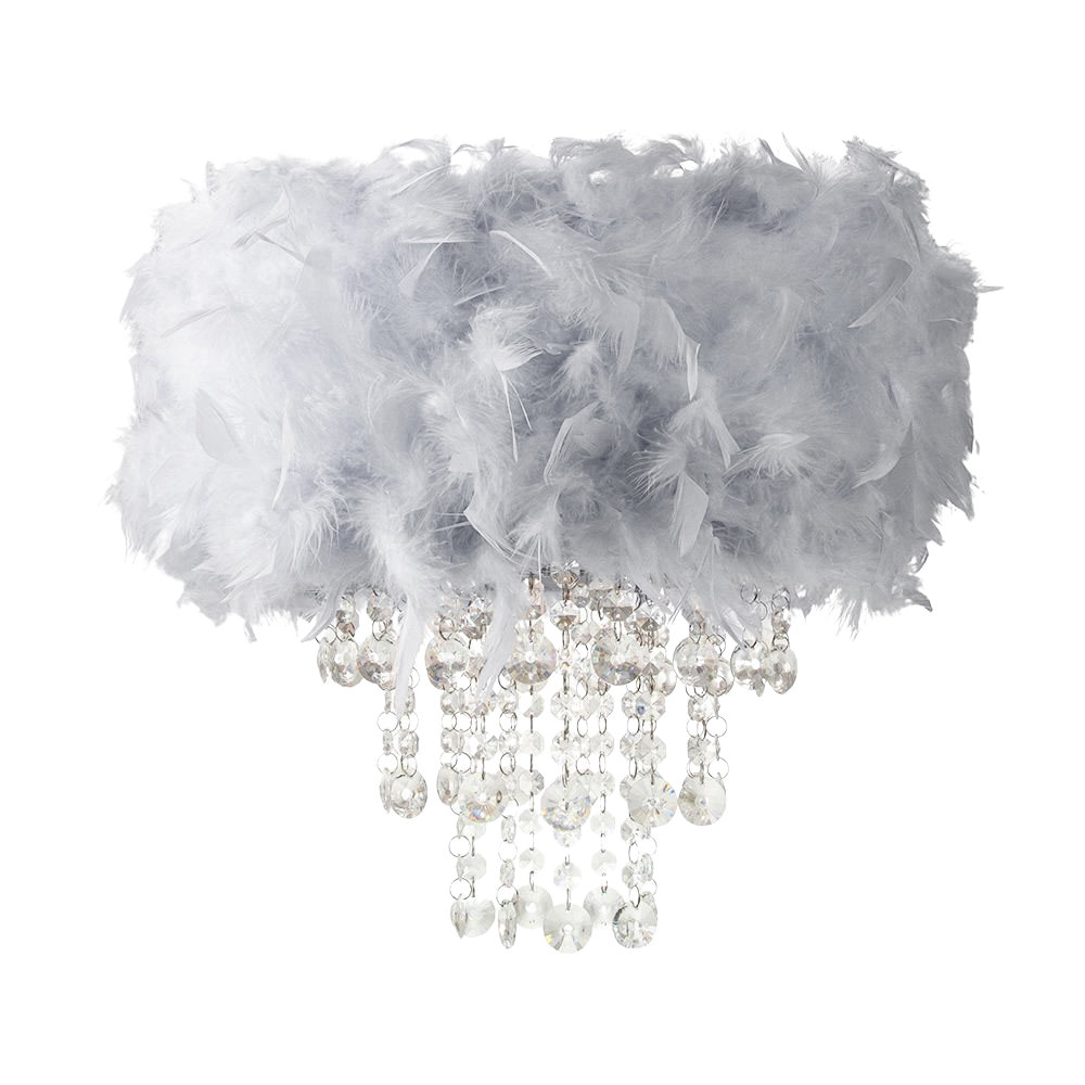 Contemporary Feather Pendant Light Shade with Transparent Acrylic Droplets