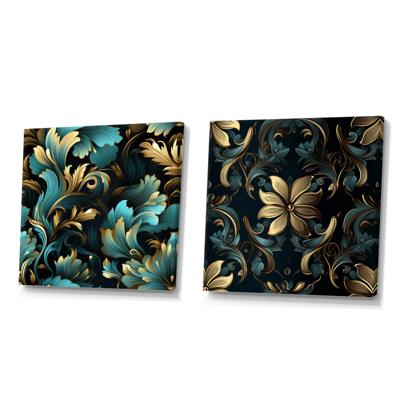 Stembert - Ensemble de 2 pièces murales abstraites Botanicals, Toile tendue, H 16 po x l 33 po x P 1 po