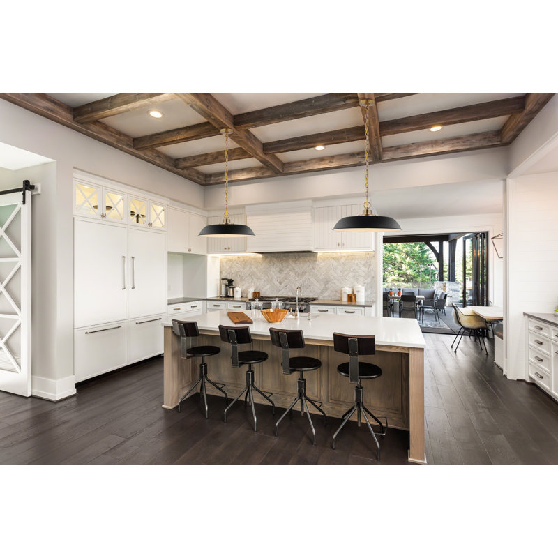 Eddy 1 - Light Single Pendant, Matte Black/Burnished Brass, 8" H x 19.9" W x 19.9" D