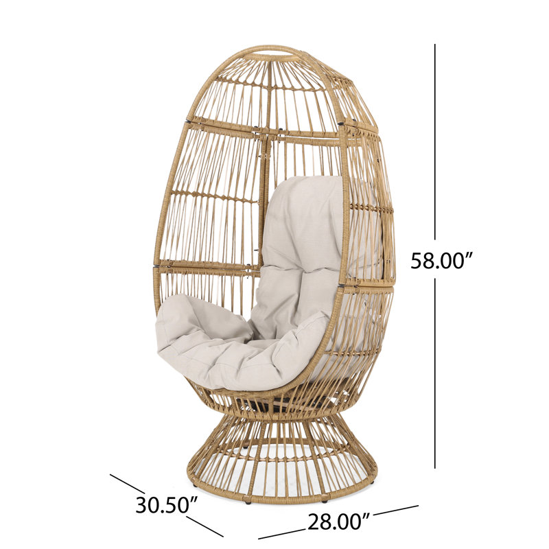 Chaise de patio pivotante avec coussins, Beige / brun clair
