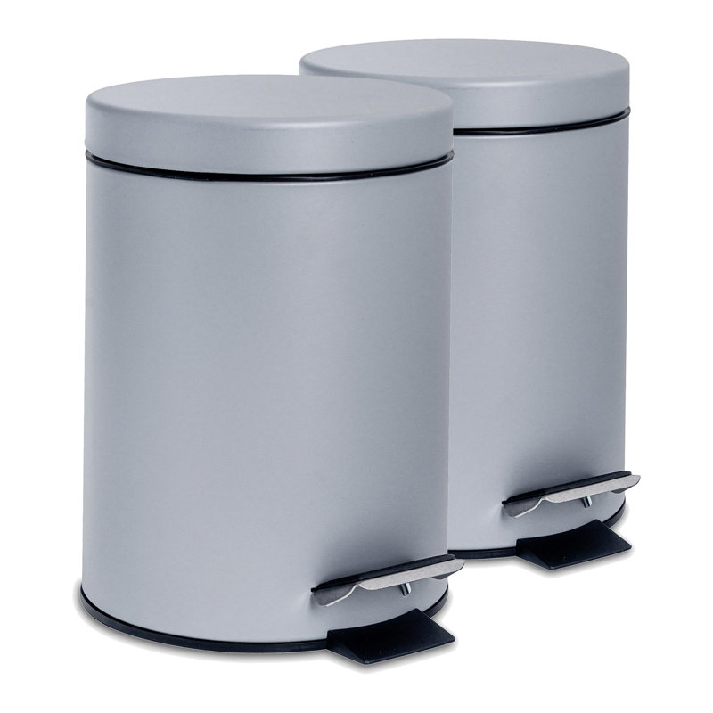 Harbour Housewares - Round Bathroom Pedal Bins, Grey
