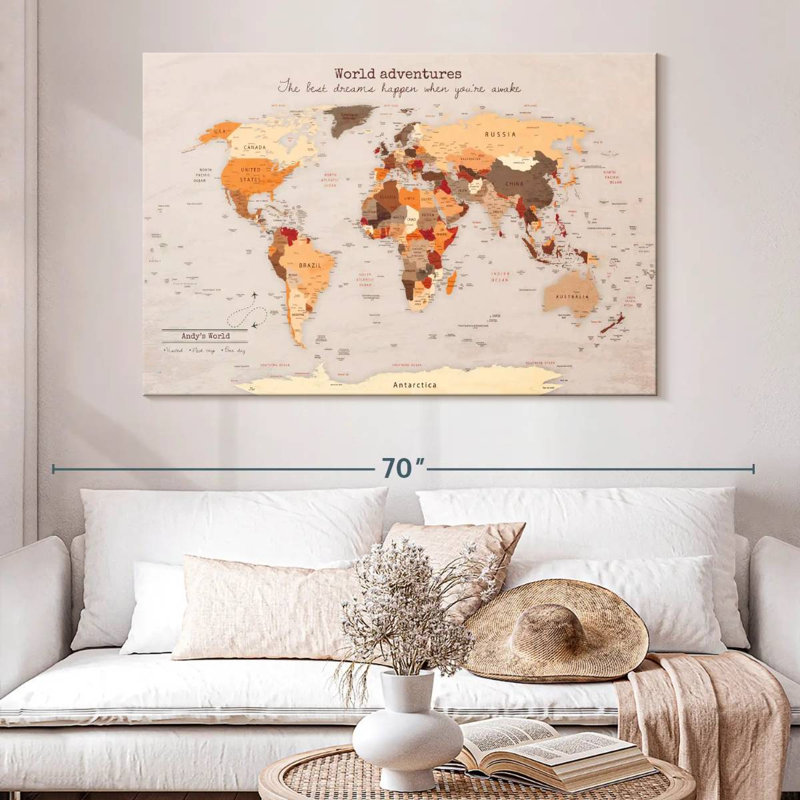 Carte du monde personnalisée, H 8 po x l 12 po, Oui