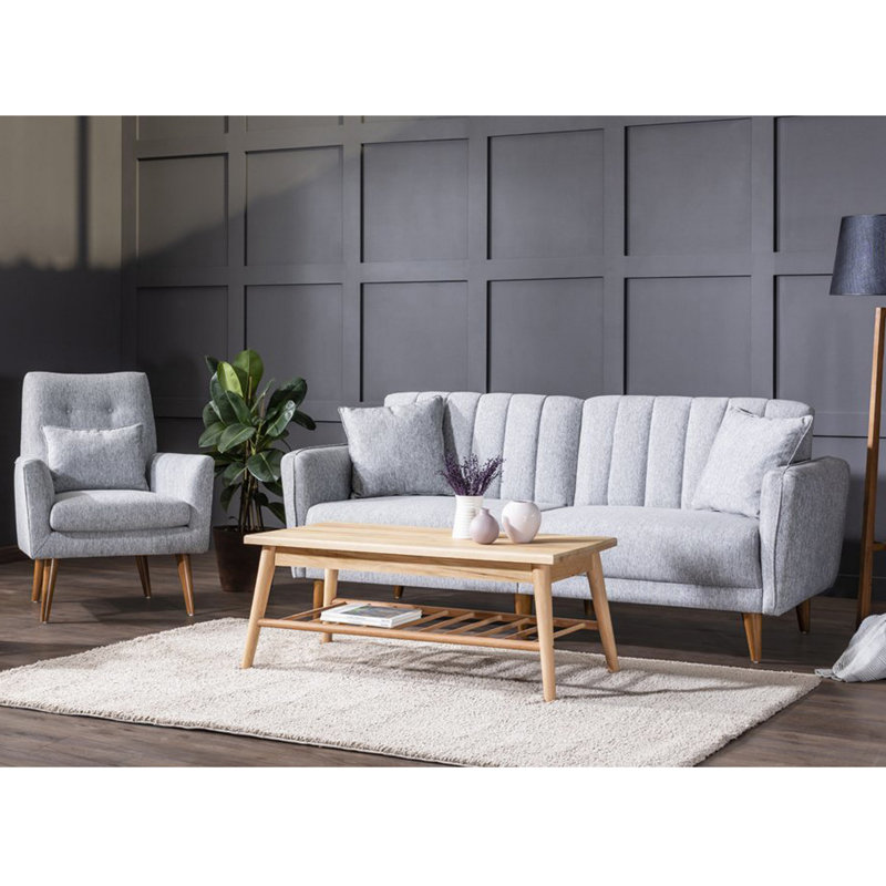 Oritz 2 - Piece Living Room Set, Grey 100% Linen