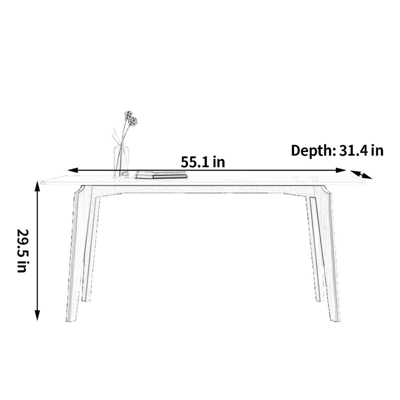 Dylaney Modern generous rectangular dining table, 29.5"H x 55.1"L x 31.4"W