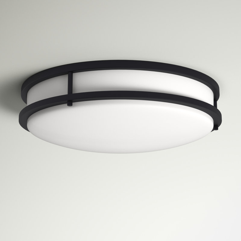 Plafonnier encastré 1 lumière Arjit, Noir mat, H 4 po x l 14 po x P 14 po