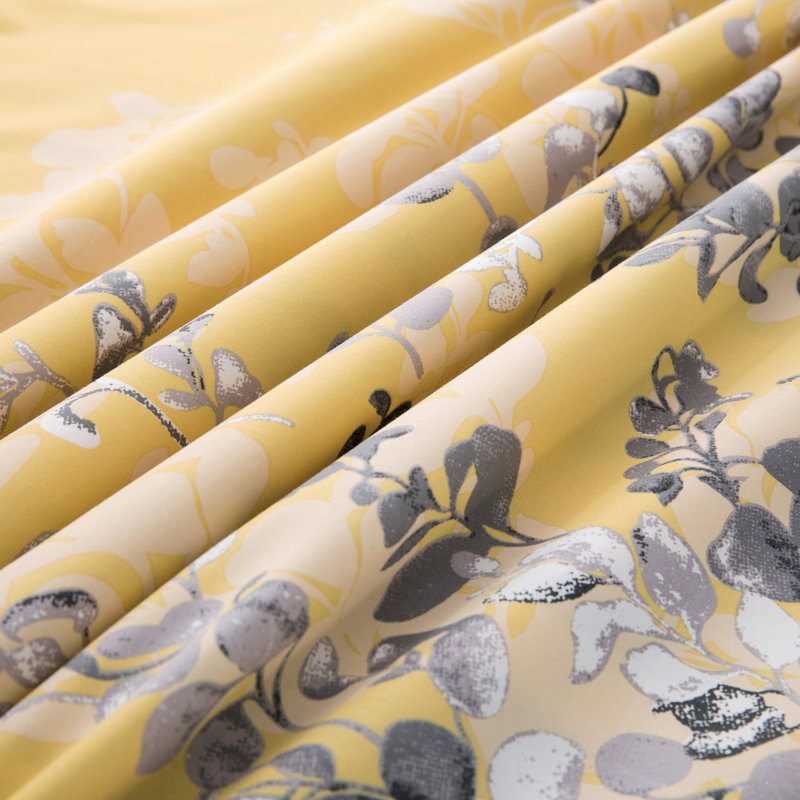 Sequoyah Microfiber Flora Reversible Duvet Cover with Pillowcases, Ocher Blossom, King Duvet Cover + 2 Standard Pillowcases