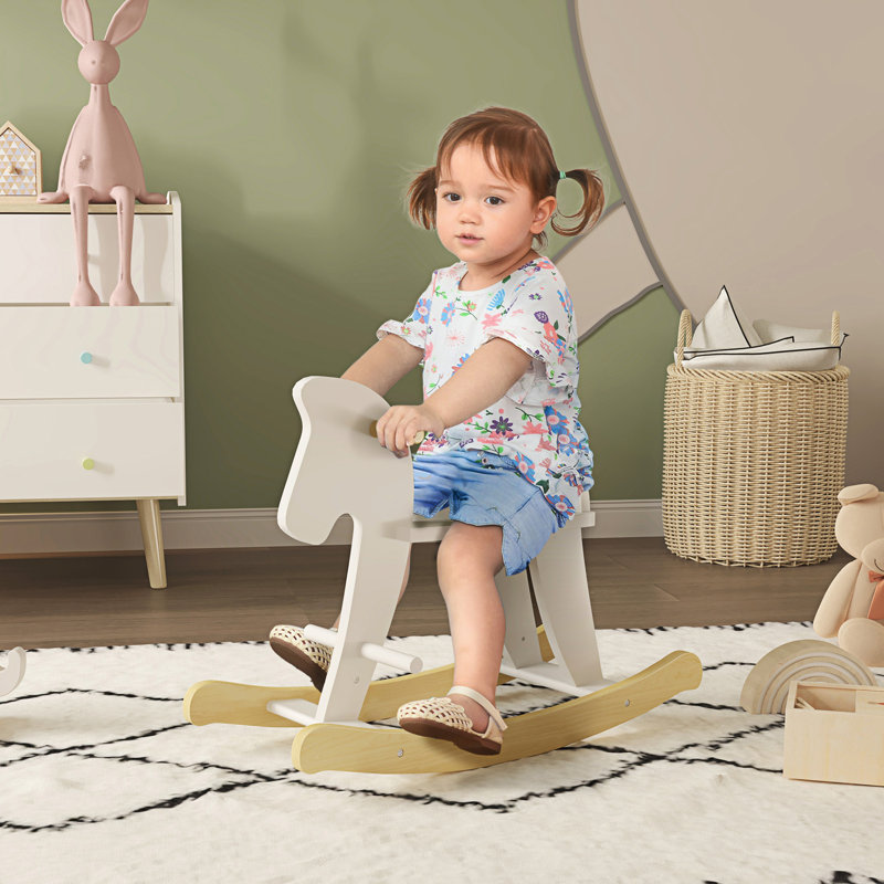 Jouets à roulettes en bois pour tout-petits pour enfants de 1 à 3 ans avec design classique et fabrication solide, blanc