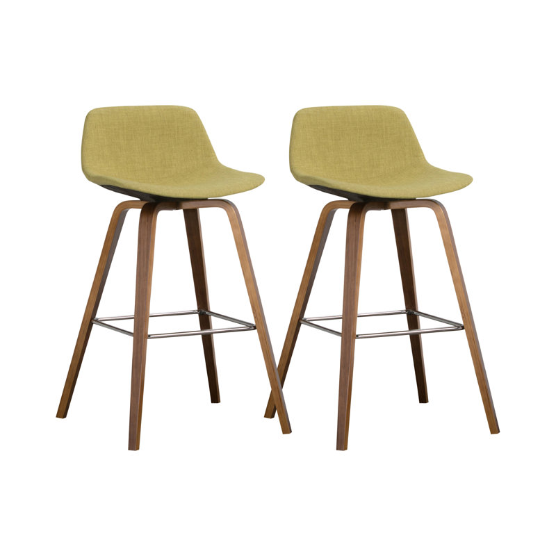 Tabouret de bar et de comptoir Randolph, Tissu en polyester aspect lin - vert