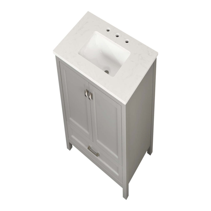 Meuble-lavabo de 30 pouces avec lavabo, armoire entièrement assemblée et élégant comptoir en marbre pour les salles de bain modernes